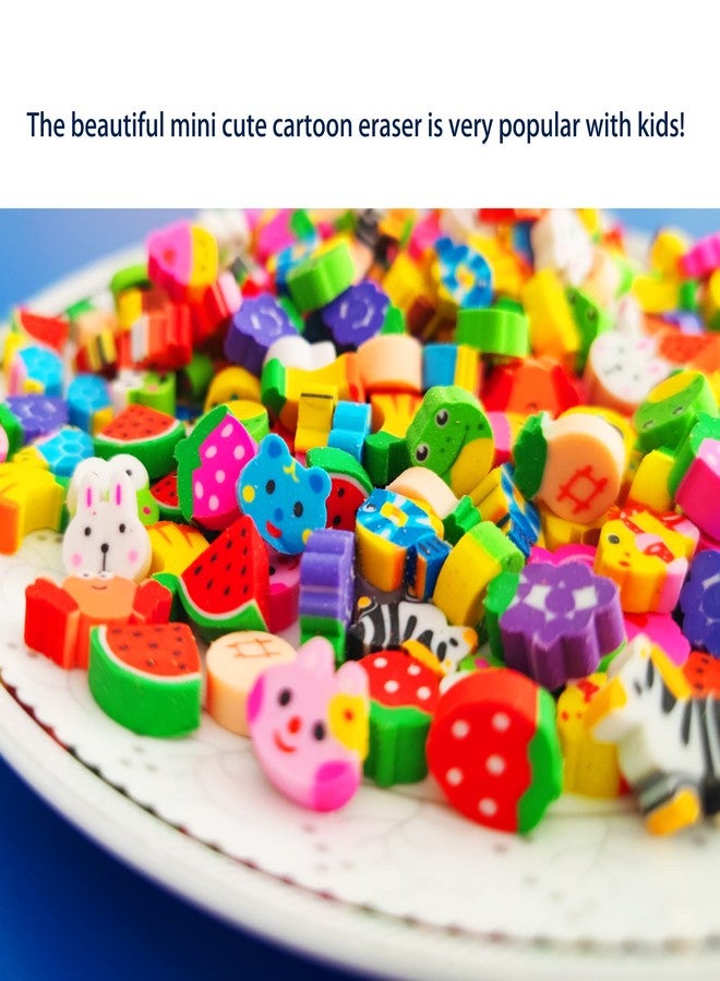 Jsehchya 300PCS Mini Fun Erasers for Kids Bulk,Cute Assorted Novelty Pencil Erasers Desk Pets for Kids Party Favors School Student Prizes Gift(300Fruit&Animal) - Image 4